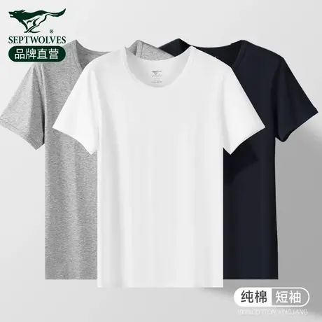 七匹狼男士纯棉短袖内衣运动Tt恤打底内衣全棉半袖汗衫打底衫男款商品大图