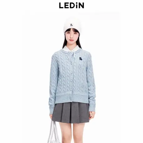 【商场同款】乐町24新品心动系列绞花小logo彩点线开衫C2EDE4223图片