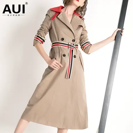 卡其色走路带风中长款风衣女2022春秋新款欧美风女装气质大衣外套商品大图