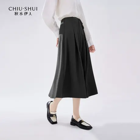 秋水伊人气质通勤高腰A字半身裙2025春季新款女简约百搭中长裙子图片