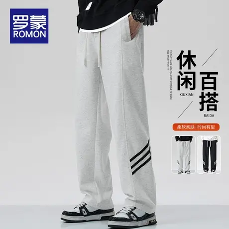 罗蒙2025新款春季重磅卫裤男生宽松直筒运动裤美式休闲长裤子男士商品大图
