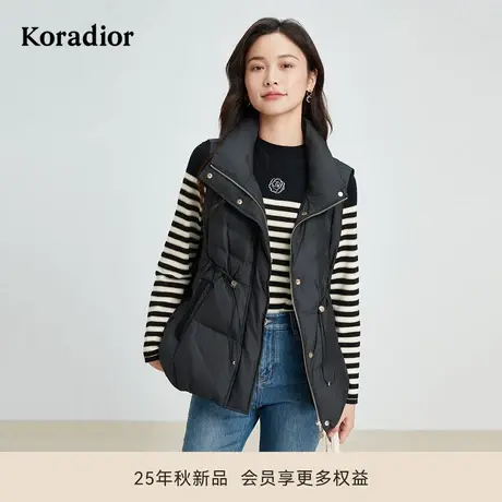 珂莱蒂尔秋冬新款90鹅绒连帽羽绒马甲女背心休闲抽绳收腰外套商品大图