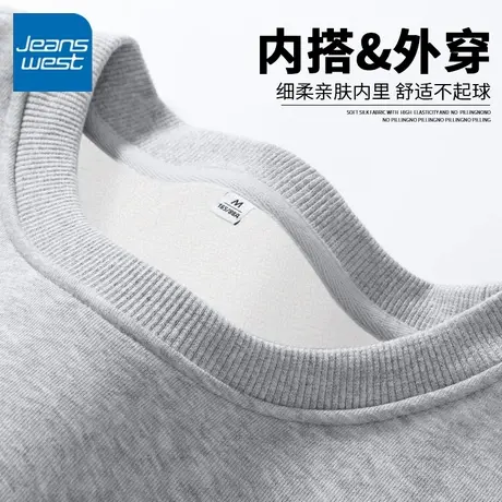 KV真维斯灰色卫衣女春秋款2025新款宽松圆领套头正肩薄款长袖上衣商品大图