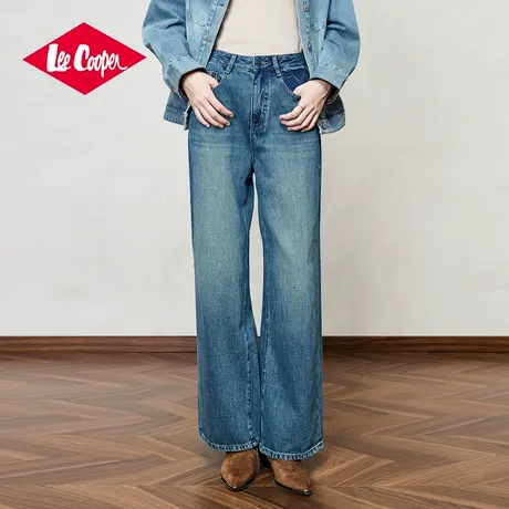 Lee Cooper纯棉水洗牛仔裤女2025新款秋季宽松直筒阔腿拖地长裤子商品大图