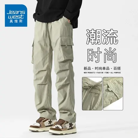 NG真维斯美式伞兵工装裤男2025秋季新款宽松百搭直筒阔腿休闲裤子商品大图