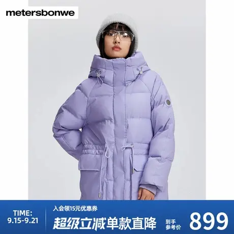 美特斯邦威宽松羽绒服女冬季新款设计感收腰中长款女士外套商品大图
