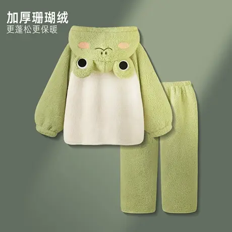 珊瑚绒睡衣女款2025新款秋冬加厚保暖可爱少女可外穿家居服套装商品大图