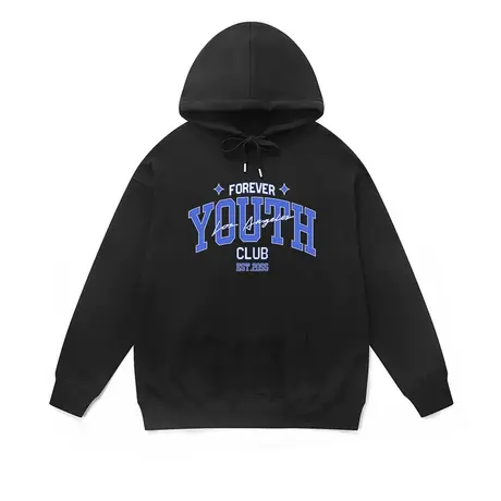 美式学院风连帽卫衣青少年冬季字母潮牌小众别致休闲中长款上衣男商品大图