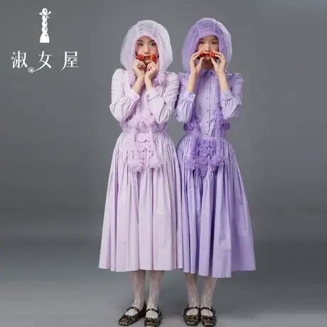 淑女屋官方旗舰店白雪公主紫玫瑰花半截裙蕾丝花朵半身裙2023秋冬图片