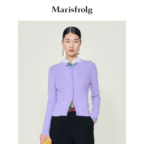 【商场同款】玛丝菲尔女装冬新款紫色毛衣毛针织开衫有质感商品大图