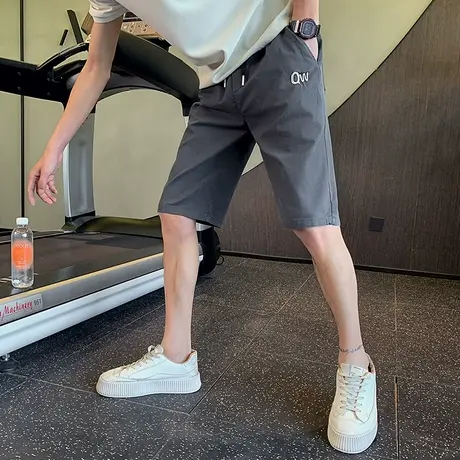 夏季潮牌休闲短裤2023新款时尚刺绣直筒五分裤潮男痞帅运动中裤商品大图