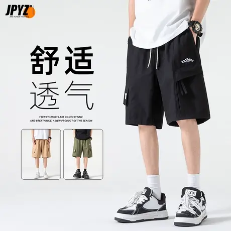 短裤男士黑色休闲2023夏季潮纯棉大码宽松外穿薄款五分运动卫裤子图片