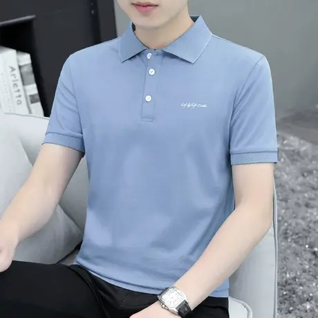 夏季冰丝polo衫保罗翻领短袖t恤男装2025新款商务休闲有领上衣服商品大图