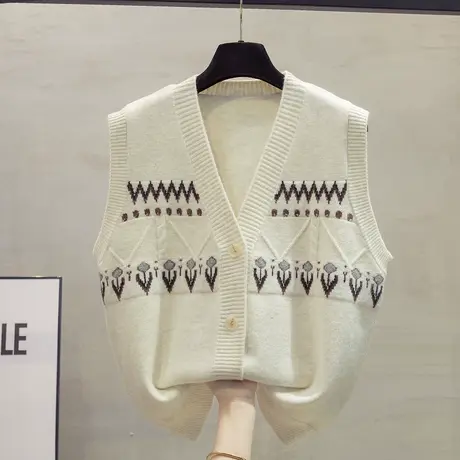 v领针织开衫马甲背心女2023秋装新款宽松外穿马夹细针毛衣坎肩潮商品大图