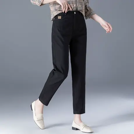 黑色哈伦裤女宽松春秋裤子2025新款高腰显瘦女裤休闲裤九分萝卜裤商品大图