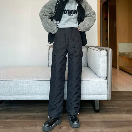 2024年冬季新款工装羽绒裤女外穿90白鸭绒抗寒高腰显瘦棉裤保暖裤图片