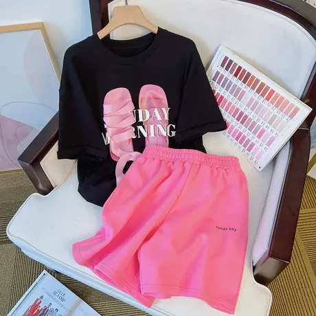 网红炸街港风运动套装女夏季薄款宽松韩版短袖短裤时尚休闲两件套图片