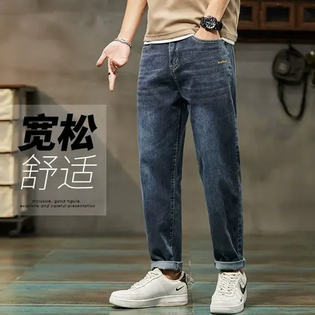 秋季春秋款翻边牛仔长裤男士小直筒2023年新款秋装休闲男裤子秋天图片