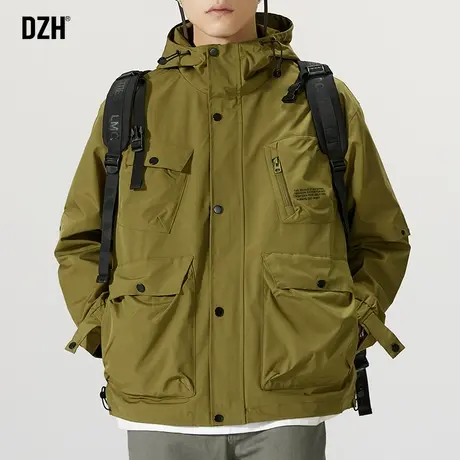 男士军绿色户外冲锋衣男外套潮高级感秋季痞帅男装2024新款登山服商品大图