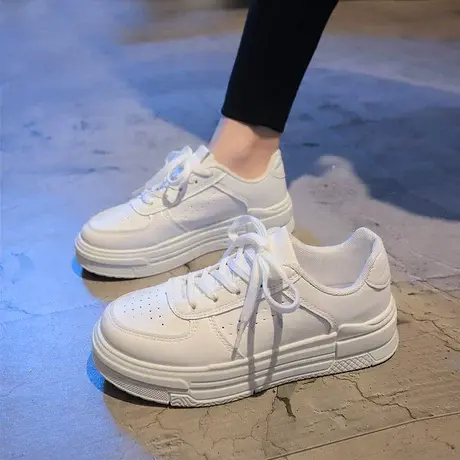 女鞋2024春季新款厚底板鞋子春秋爆款白色女款运动休闲百搭小白鞋商品大图