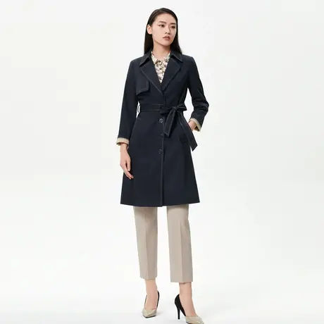 朗姿 秋季简约通勤风长款新款女士风衣商场同款奥莱图片