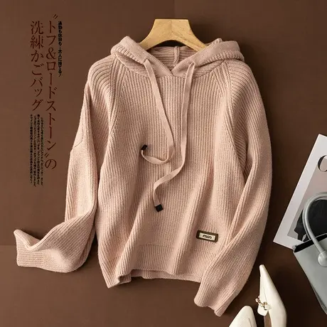 享永子【运动风减龄刚需】安迪绒连帽毛衣女士短款秋冬针织上衣图片