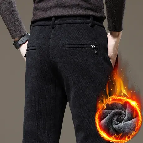 冬季防风加绒加棉裤2024新款男士加厚保温休闲裤子秋冬款西装西裤商品大图