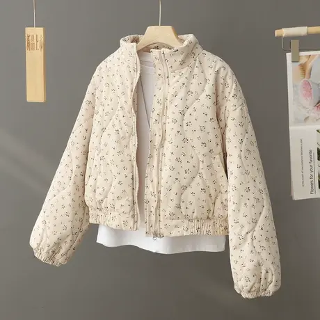 法式复古洋气碎花加厚棉服外套女2024冬装小个子面包服短款棉袄潮商品大图