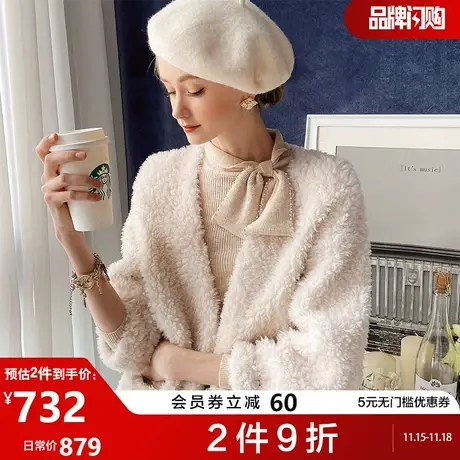 粉红大布娃娃绵羊毛大衣毛绒外套女2021年新款冬年轻款皮草中长款商品大图