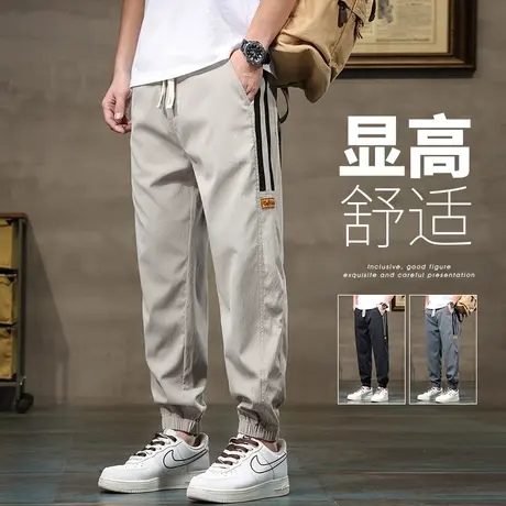 夏季薄款潮牌九分工装休闲裤男款束脚宽松夏款青少年弹力2023新款商品大图