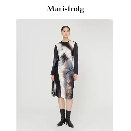 Marisfrolg玛丝菲尔三醋纤连衣裙2021冬新款长袖中长款礼服裙子商品大图
