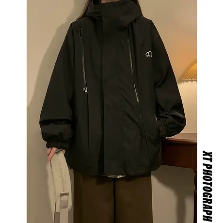 雪山冲锋衣外套男秋冬季户外运动宽松大码上衣美式机能夹克登山服商品大图