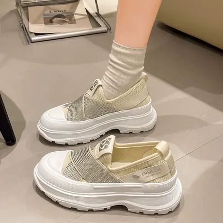 爆款一脚蹬厚底鞋女鞋2024春夏季新款渔夫鞋透气网面单鞋子休闲鞋商品大图