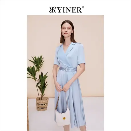 【醋酸系列】YINER音儿女装2023夏季高腰A字裙收腰连衣裙图片