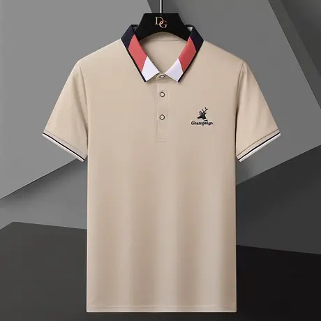 刺绣翻领短袖polo衫男潮牌时尚休闲潮流半袖体恤夏季纯棉t恤男装商品大图