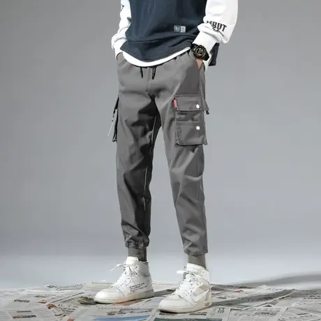 机能风多口袋束脚工装裤男潮牌春夏薄款ins韩版潮流运动休闲裤子商品大图