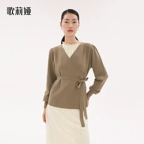 歌莉娅慵懒风外搭上衣秋冬新款天丝桑蚕丝毛织开衫外套1A8L6J300图片