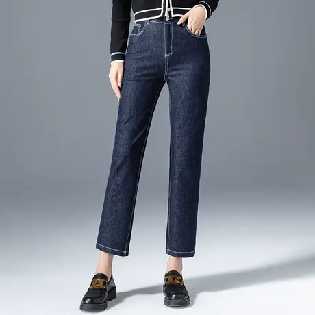 高腰直筒牛仔裤女春秋女裤2023年新款宽松裤子秋季九分显瘦烟管裤商品大图