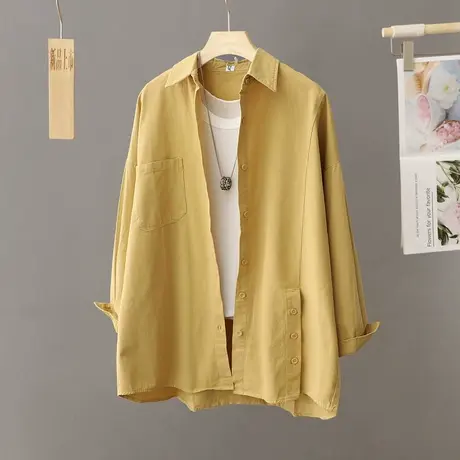 春秋衬衫外套女中长款2023秋季新款时尚长袖衬衣大码休闲开衫上衣图片
