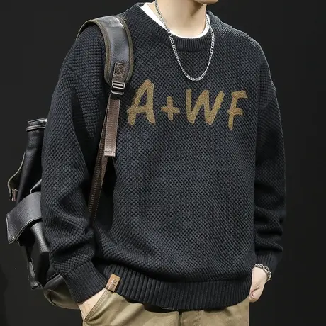 慵懒高级感毛衣男冬季2023爆款大码美式复古潮牌男士针织长袖冬款图片