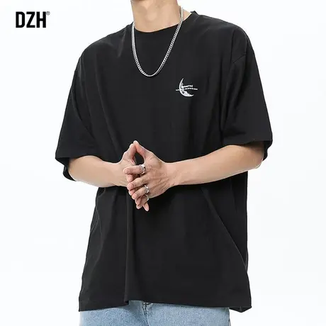 男士230Gt恤男纯棉宽松ins潮流百搭男装2023新款白色短袖上衣半袖商品大图