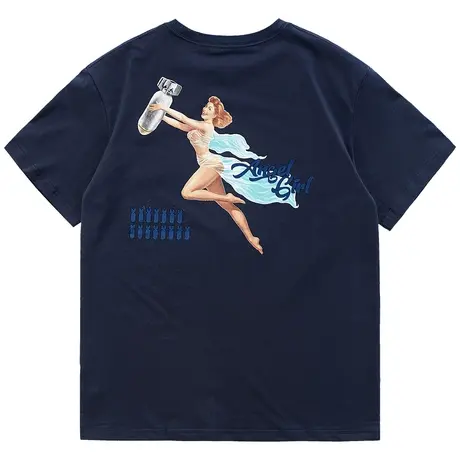 夏季短袖t恤男女情侣款纯棉打底衫大码半袖体恤vintage复古上衣服商品大图