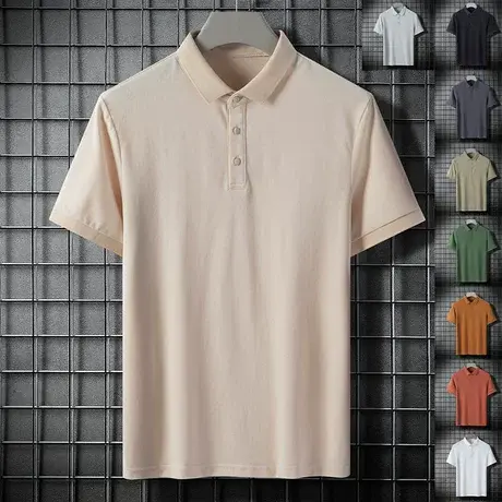 青年翻领POLO衫夏季时尚潮流短袖T恤男士宽松半袖痞帅半截袖上衣图片