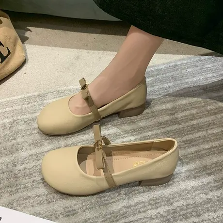 玛丽珍鞋女2023秋夏新款粗跟鞋子软底奶奶鞋晚晚鞋单鞋女款豆豆鞋商品大图