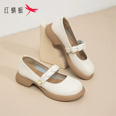 红蜻蜓玛丽珍女鞋2023年夏季新款软底舒适小皮鞋一脚蹬时尚单鞋潮商品大图