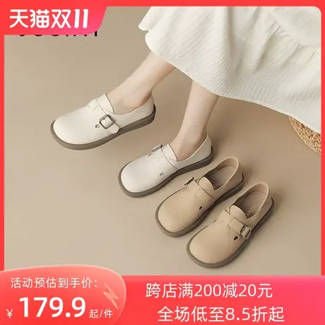 卓诗尼2023秋季新款复古小皮鞋时尚舒适圆头单鞋潮流气质玛丽珍鞋商品大图