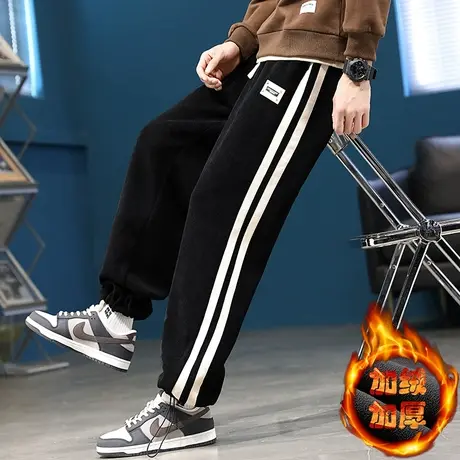 秋冬季休闲长裤子12男孩13初中学生15岁青少年大童加绒厚运动卫裤商品大图