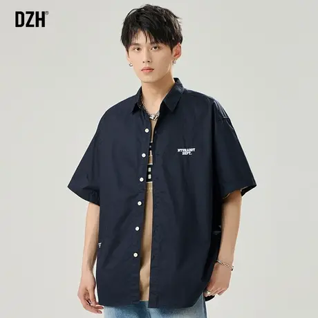 男士工装衬衫男短袖夏季薄款衬衣痞帅半袖外套潮2023新款纯棉寸衫商品大图