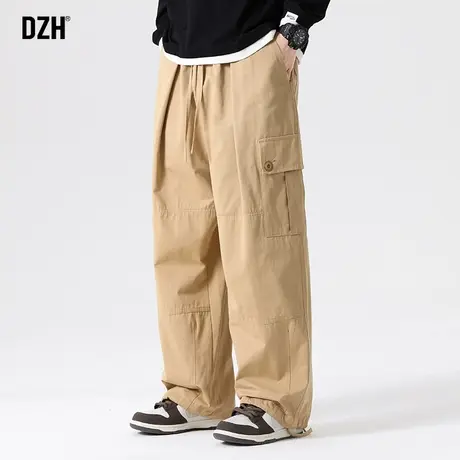 男士卡其色直筒工装裤男秋季潮牌纯棉休闲裤美式裤子宽松2023新款商品大图
