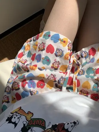 夏季新款原田治卡通宽松全棉双层纱布睡裤棉纱短裤女款家居裤纯棉商品大图